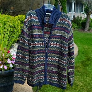 Knit sweater, grandma sweater, 90s sweater, croft and barrow zip up